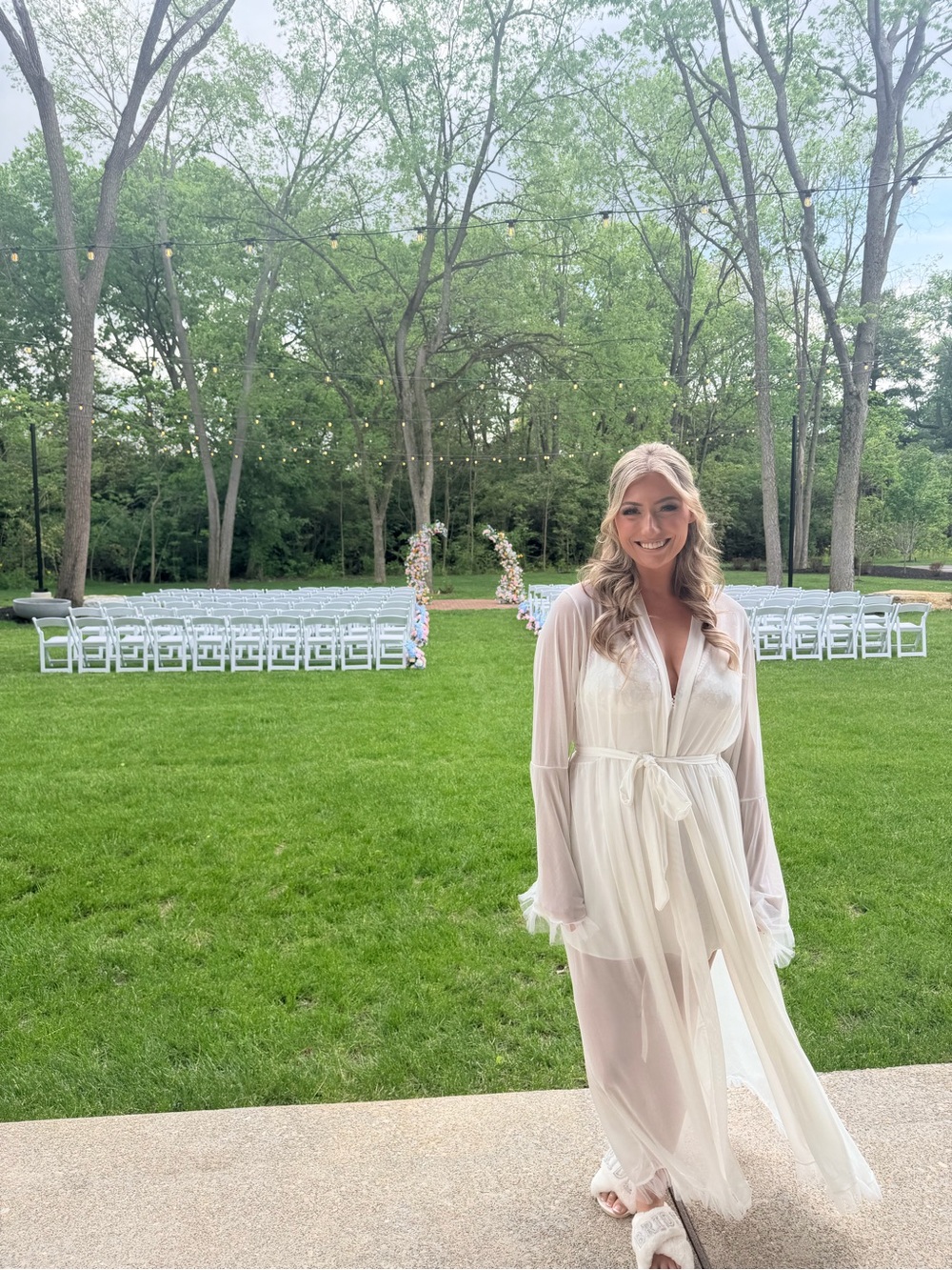 Sheer Ivory Bridal Robe with Tie Waist